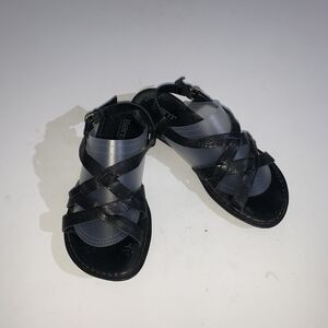 Born Sandals Womens Size 7 Black Leather Strappy Slingback Flat Comfort D83703